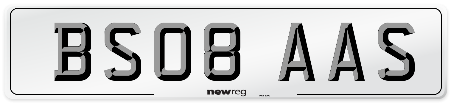BS08 AAS Number Plate from New Reg